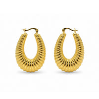 Ribbed Croissant Curve Hoop Earring image