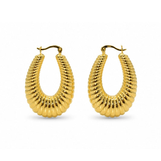 Ribbed Croissant Curve Hoop Earring