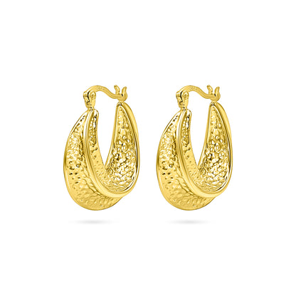 Hammered Teardrop Hoop Earring