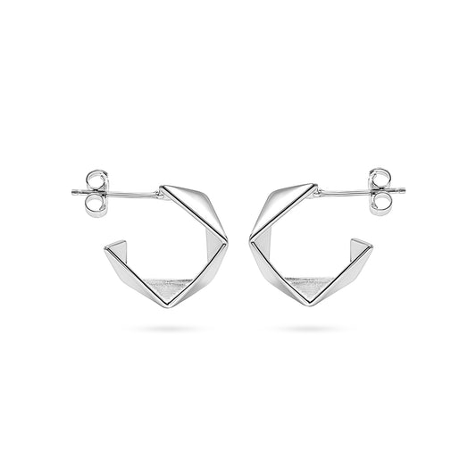 Angular Origami Fold Hoop Earring