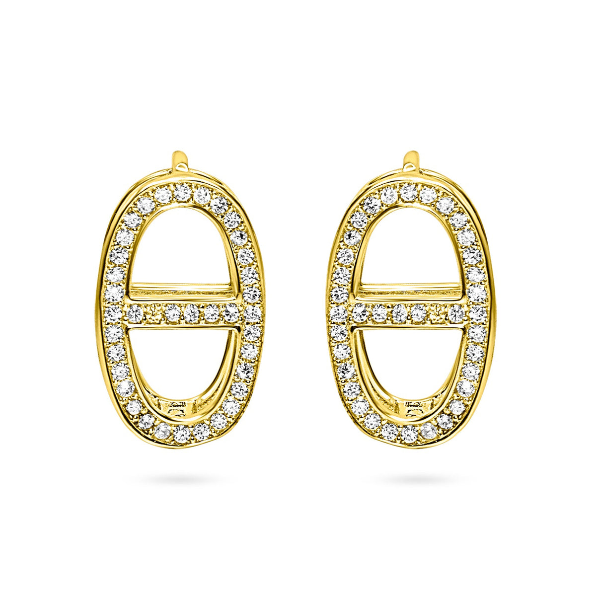 Anchor Link Oval Hoop Earring