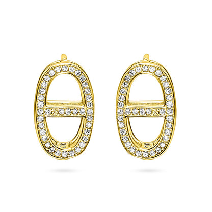 Anchor Link Oval Hoop Earring