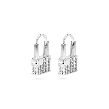 Padlock Charm Hoop Earring