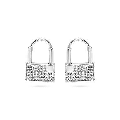 Padlock Charm Hoop Earring