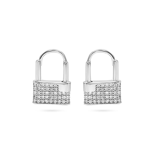 Padlock Charm Hoop Earring