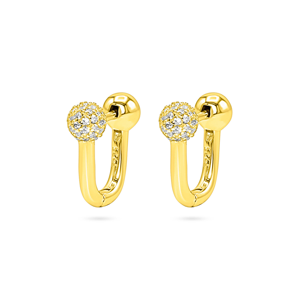Pavé Ball Charm Hoop Earring