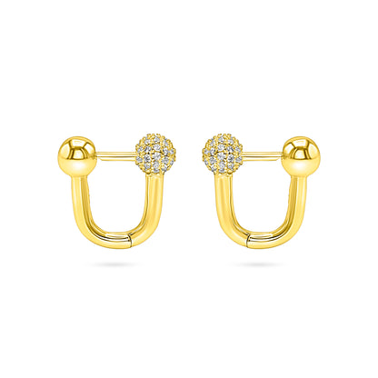 Pavé Ball Charm Hoop Earring