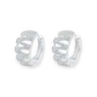 Diagonal Ladder Pave Hoop Earring image