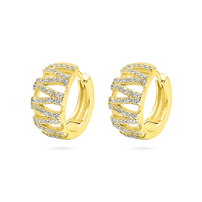 Diagonal Ladder Pave Hoop Earring