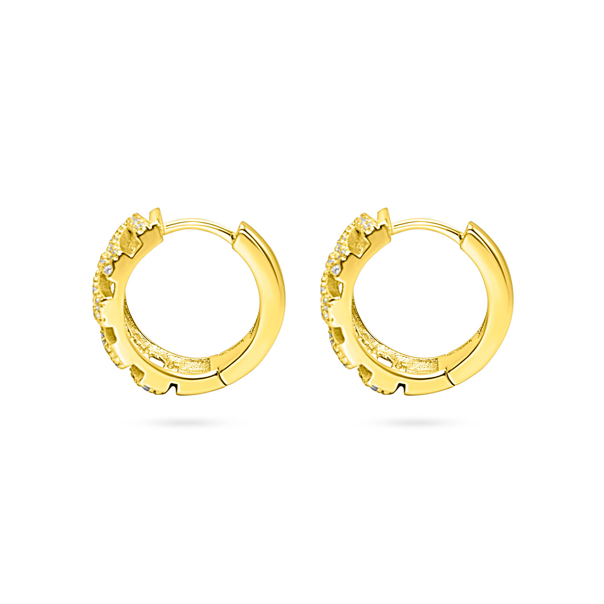 Diagonal Ladder Pave Hoop Earring
