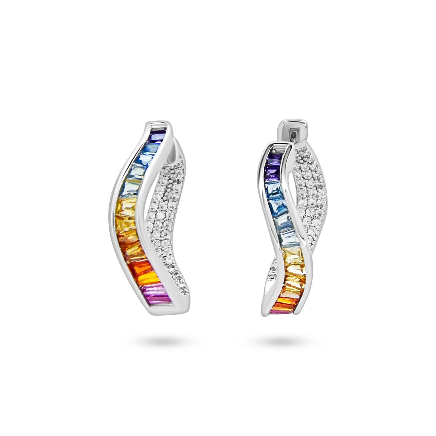 Multicolor Silver Hoops