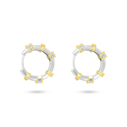 Sparkling Baguette Two-tone Segment Hoops