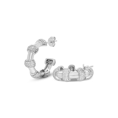 Sparkling Pave Segmented Link Hoops