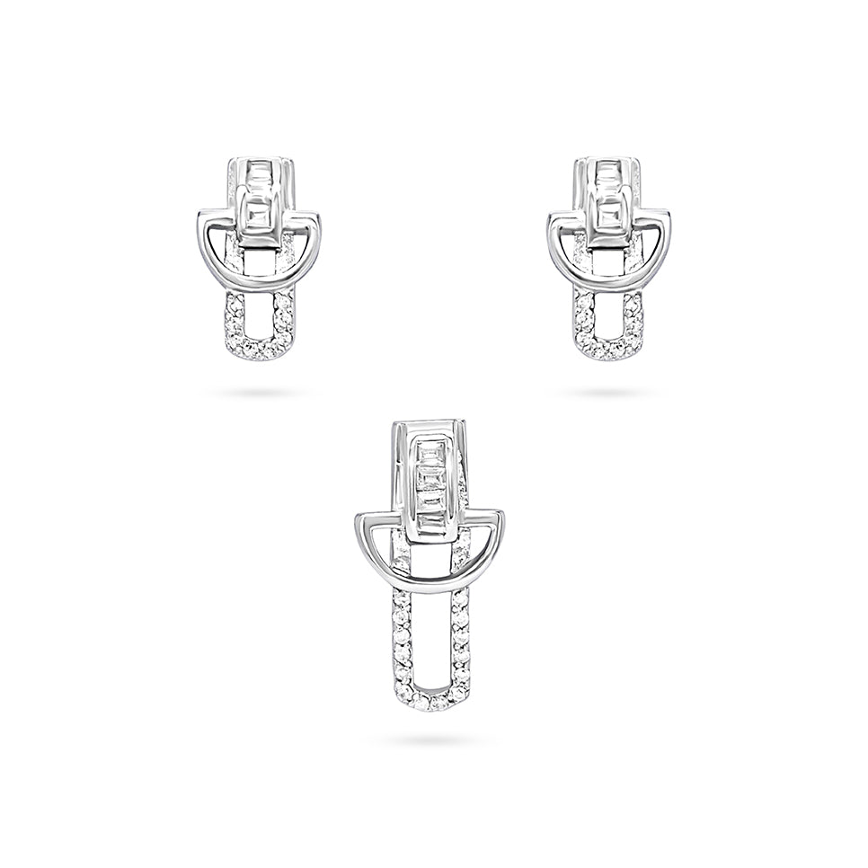 Geometric Link Zircon Half Set