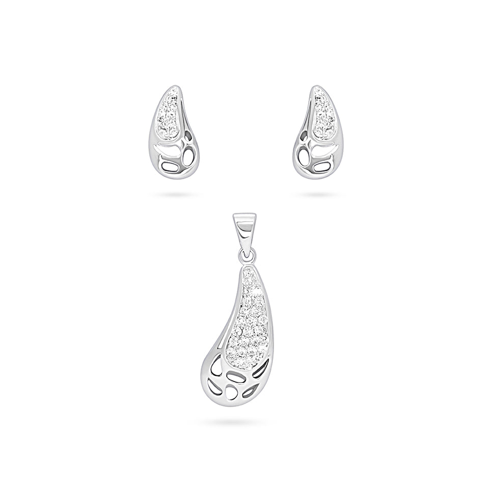 Sculpted Teardrop Zircon Half Set