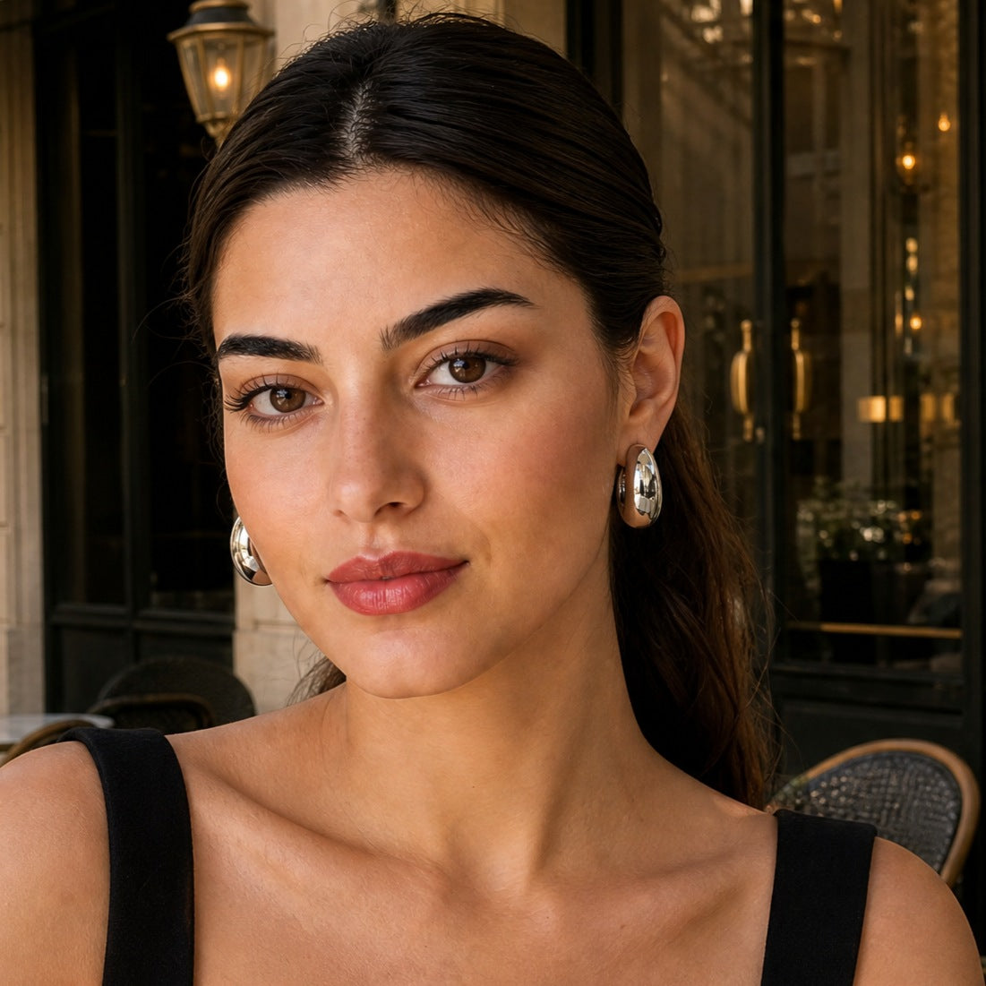 Chunky Teardrop Curve Hoop Earring