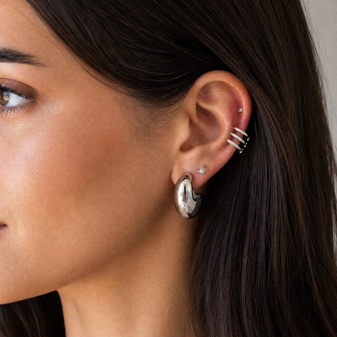 Chunky Teardrop Curve Hoop Earring