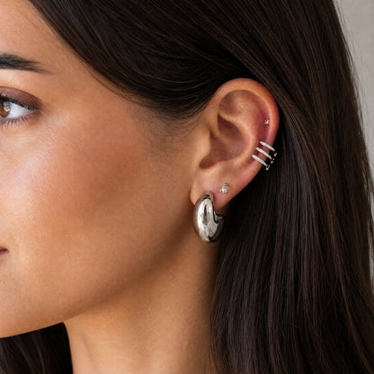 Chunky Teardrop Curve Hoop Earring