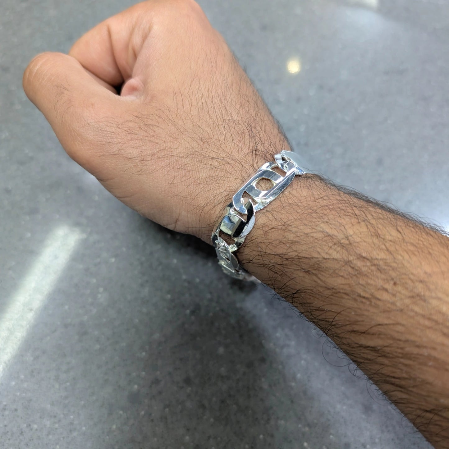 Anchor Circle Dual design Chain ID Bracelet