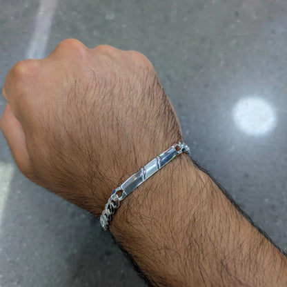 Satinato ID Bracelet 6 mm Slanted Rect Center