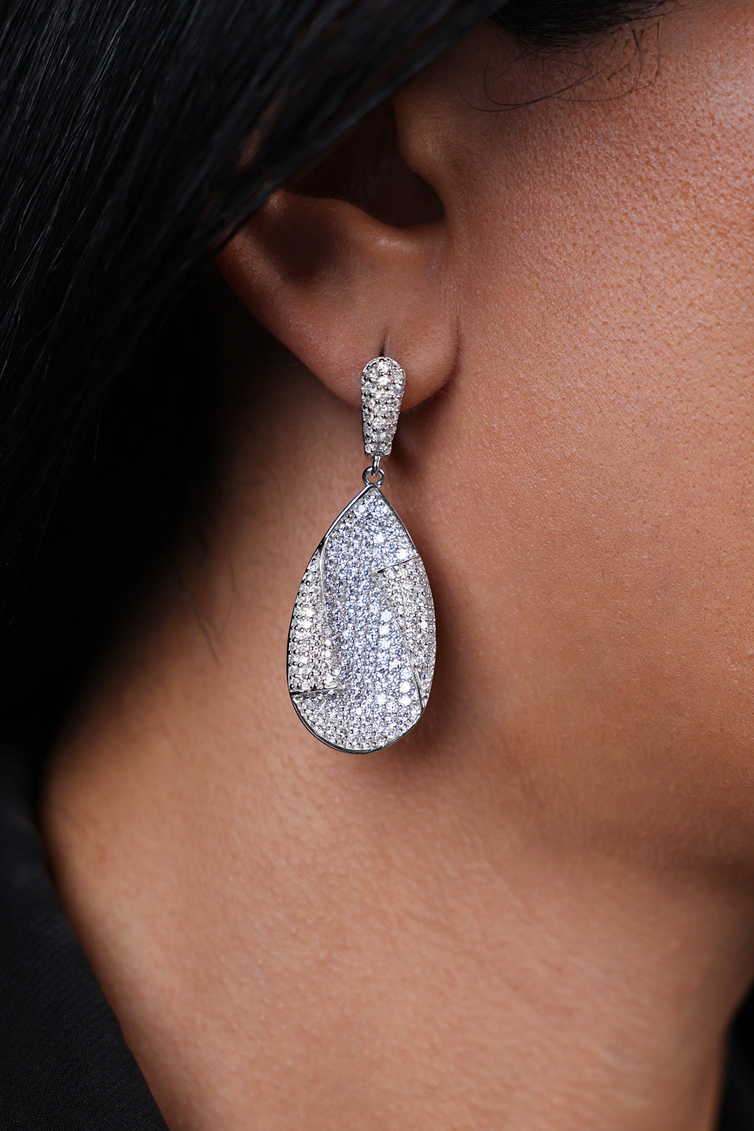 Sculpted Oval Fold Drop Earrings