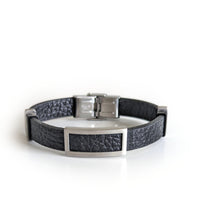 S.S Black Leather Bracelet image