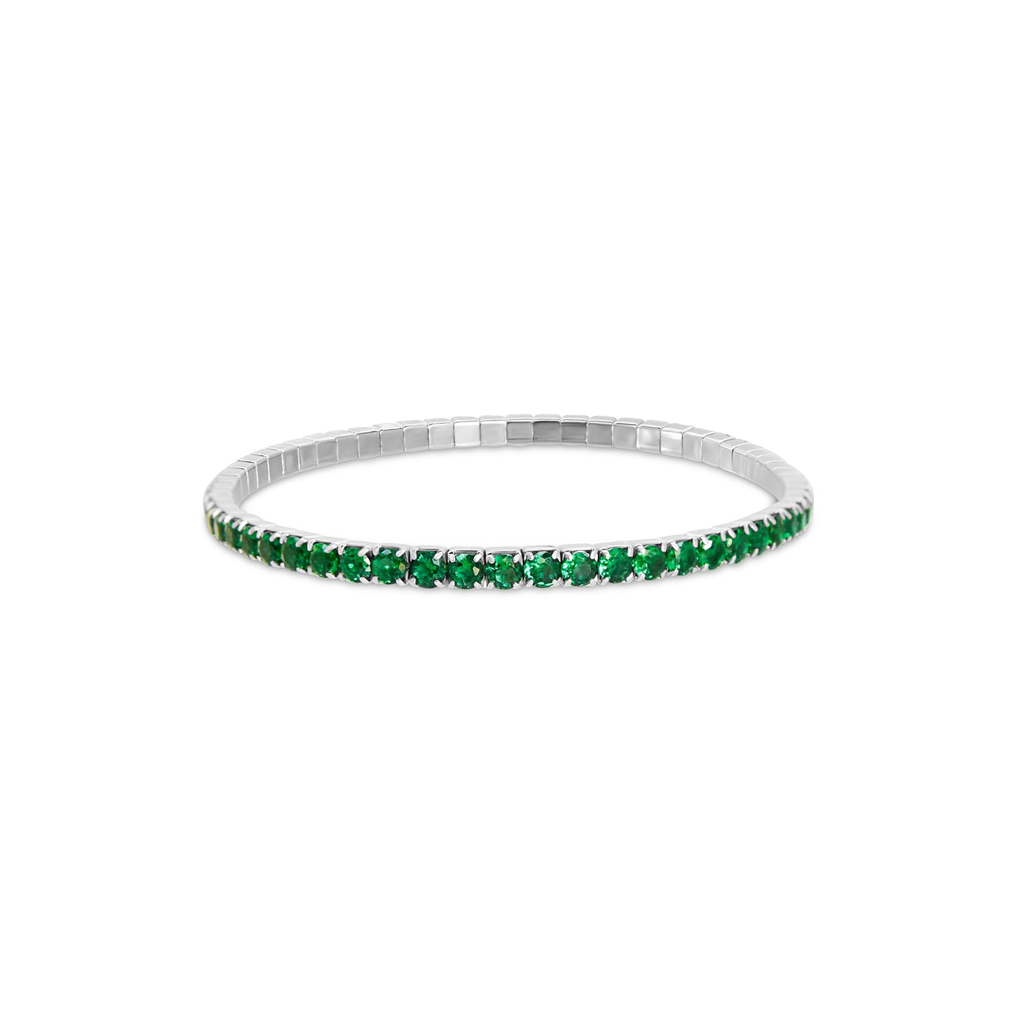 Sparkling Stretch Emerald Silver Tennis Bracelet