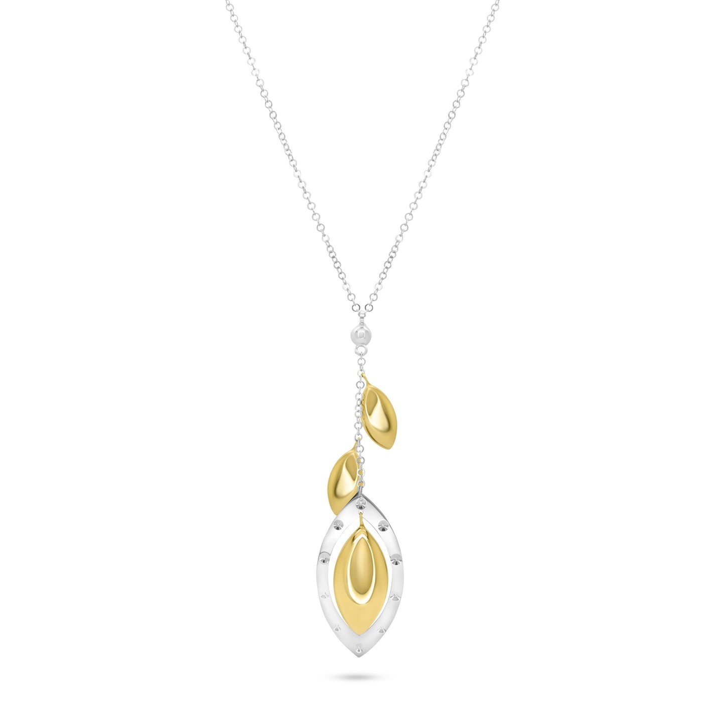 Golden Leafdrop Silver Necklace