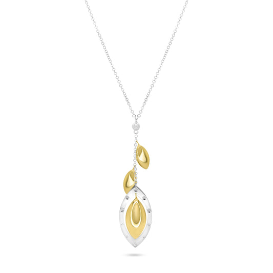 Golden Leafdrop Silver Necklace