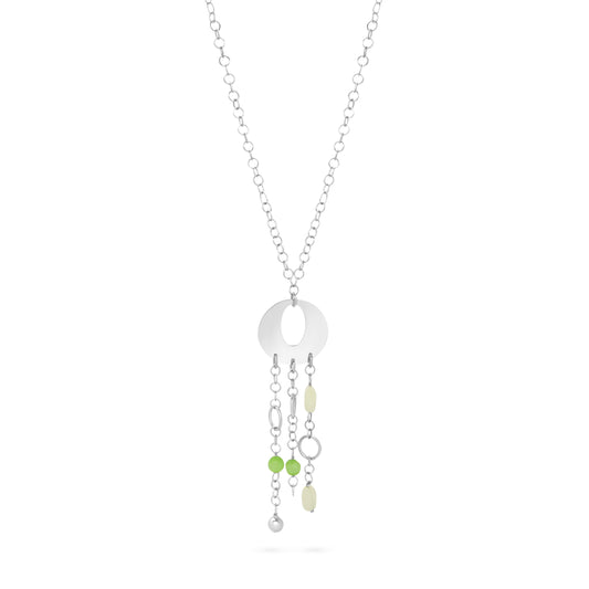Lime Cascade Silver Pendant Necklace
