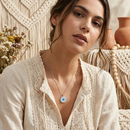 Radiant Opal Sunburst Pendant Necklace