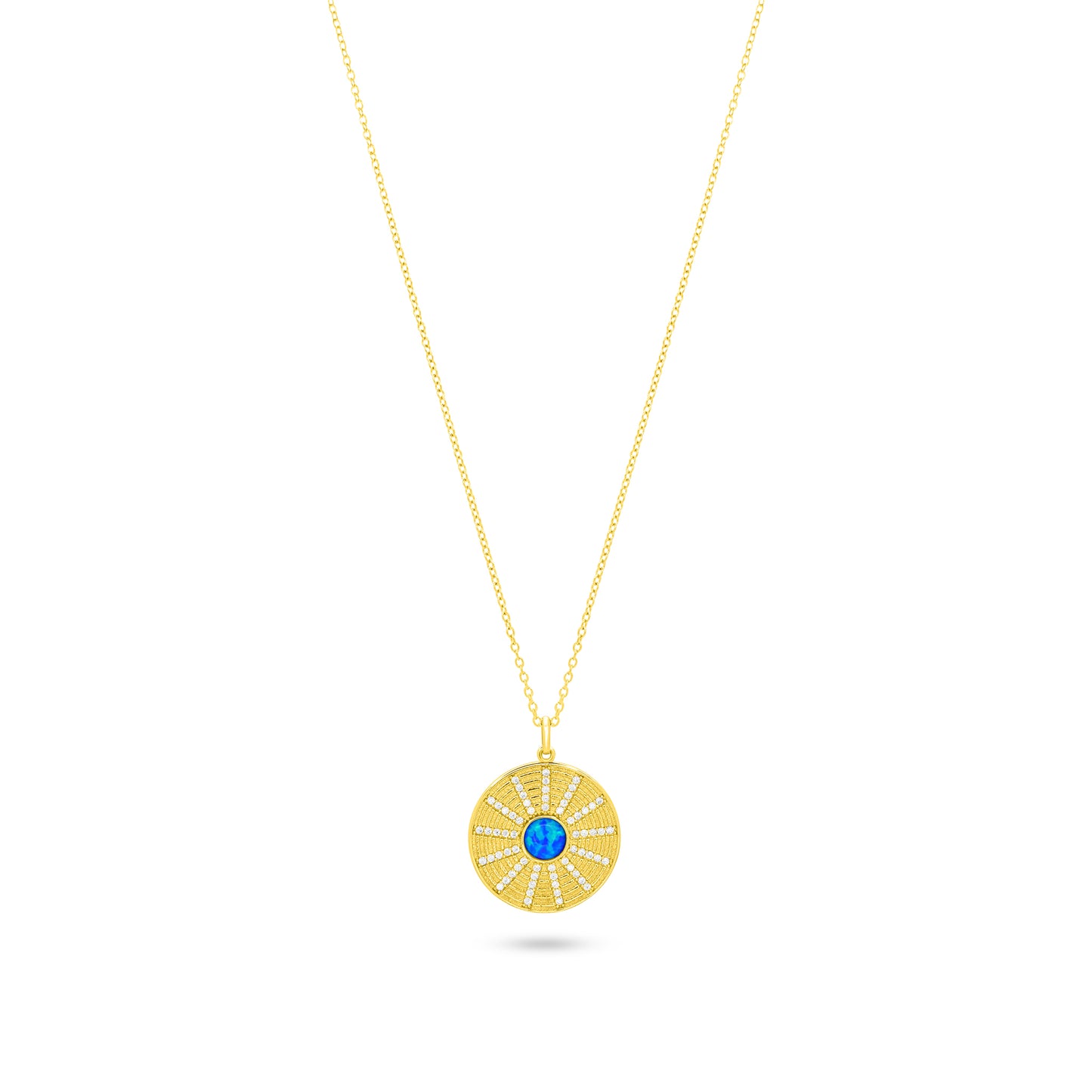 Radiant Opal Sunburst Pendant Necklace