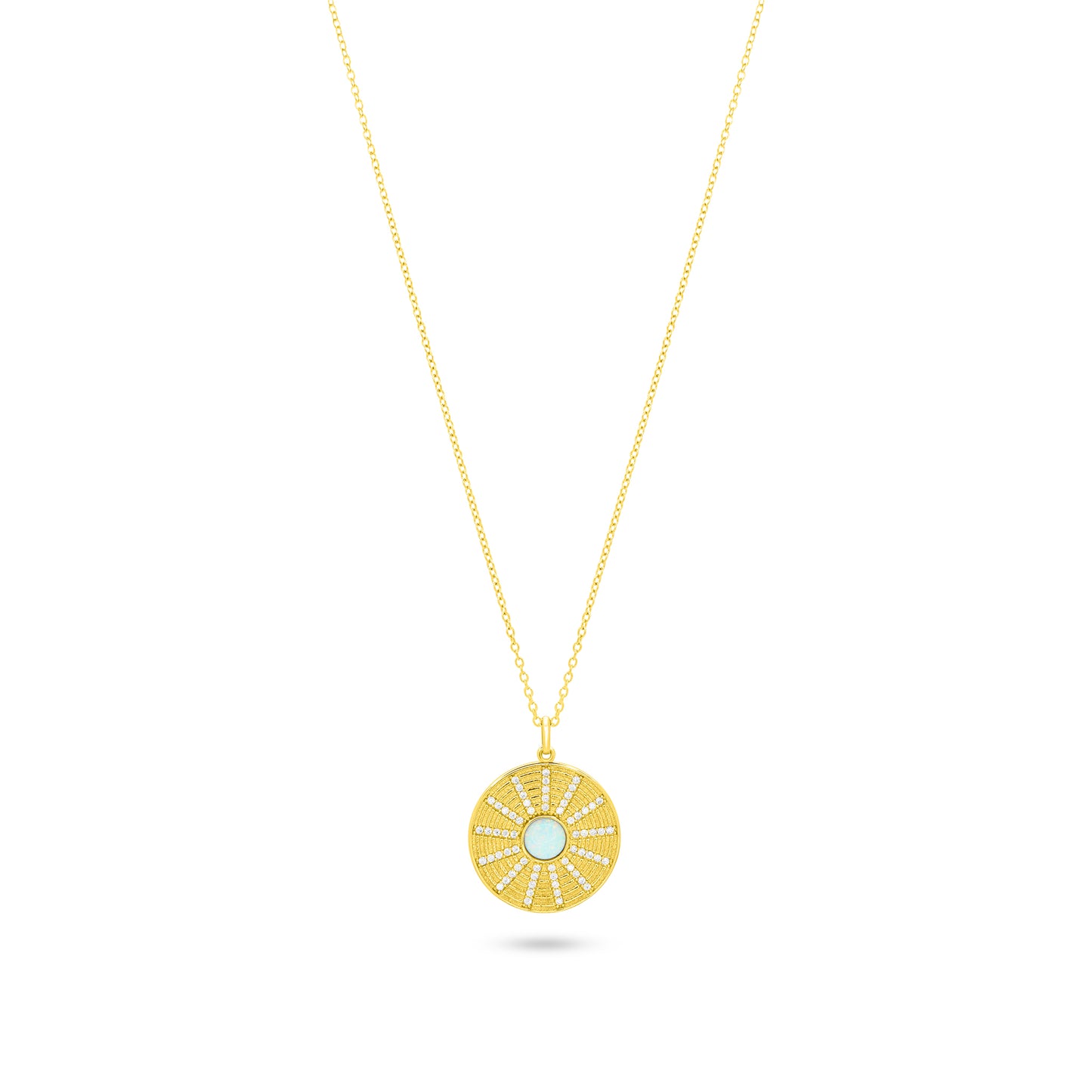 Radiant Opal Sunburst Pendant Necklace