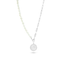 Pearl & Chain Necklace with Sun Medallion image