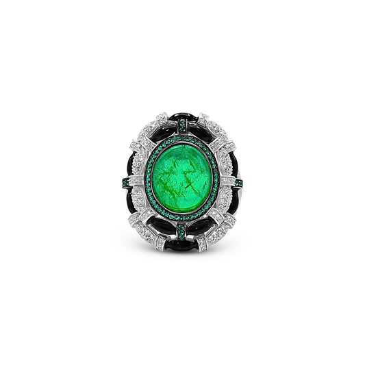Emerald Obsidian Majesty Ring