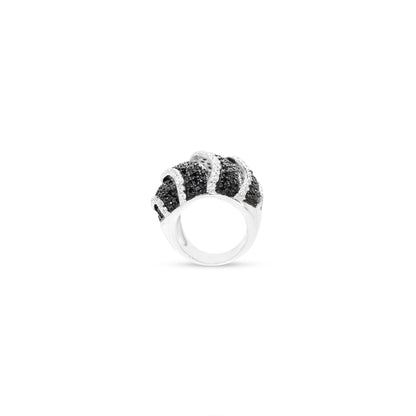 Black and White Wave Pave Ring