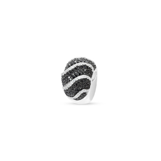 Black and White Wave Pave Ring