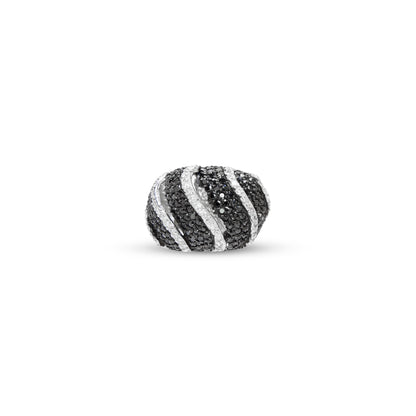 Black and White Wave Pave Ring