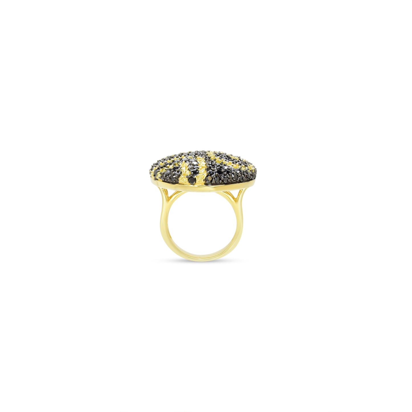 Gold-Plated Sterling Silver Black Pave Swirl Ring