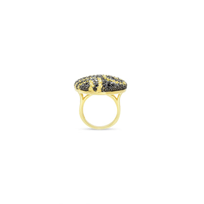 Gold-Plated Sterling Silver Black Pave Swirl Ring