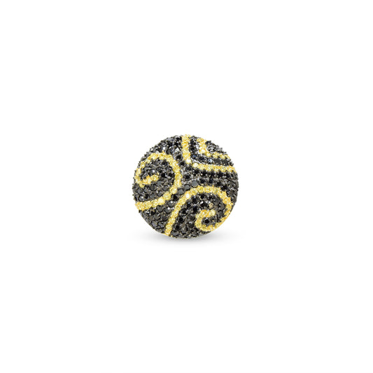 Gold-Plated Sterling Silver Black Pave Swirl Ring