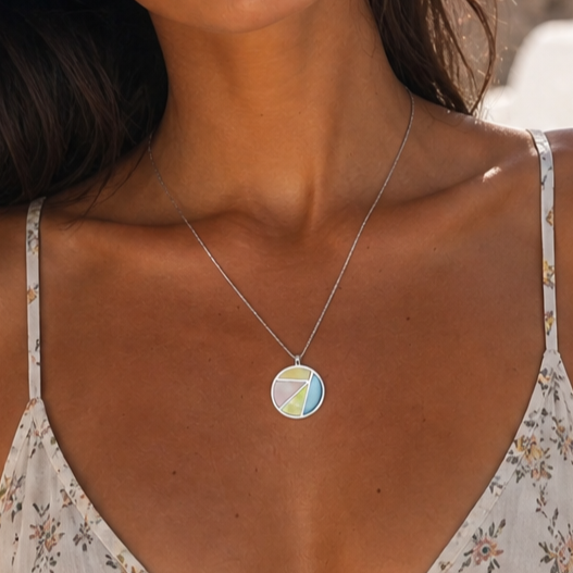 Round Pastel Mother of Pearl Pendant