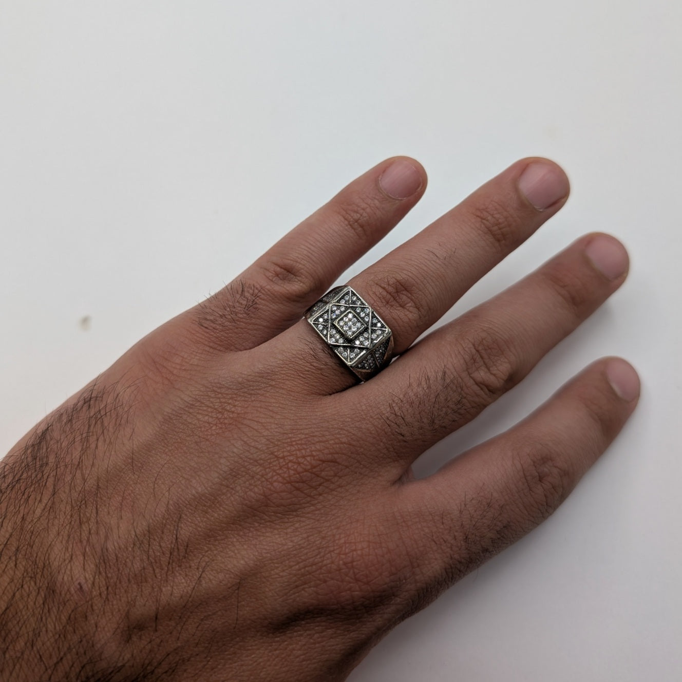 Square within Square Zircon Ring