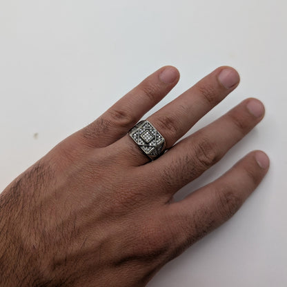 Square within Square Zircon Ring