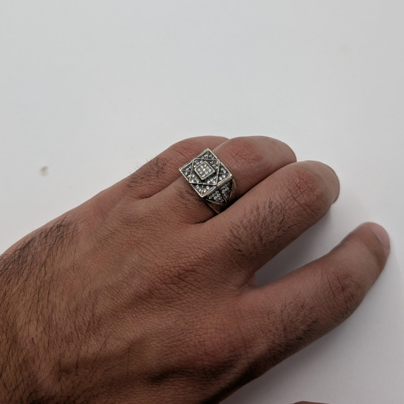 Square within Square Zircon Ring