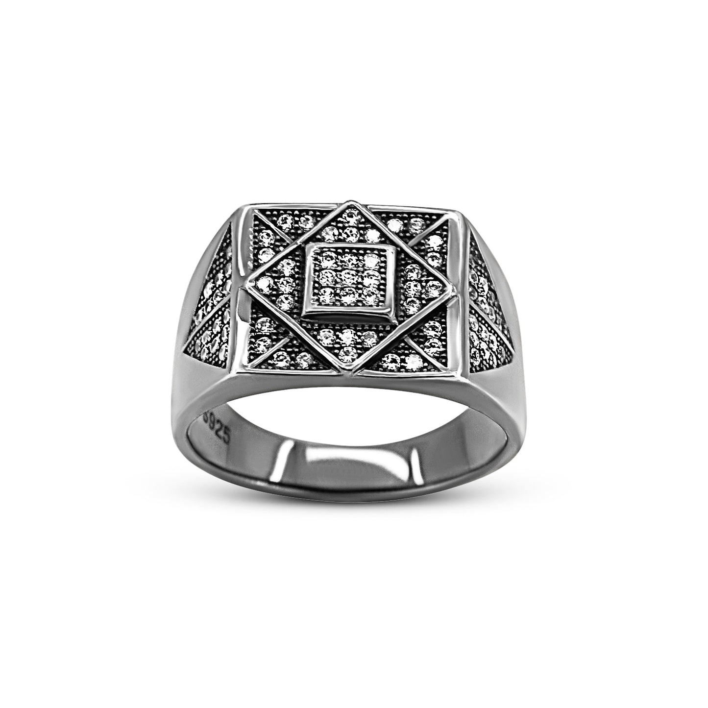 Square within Square Zircon Ring