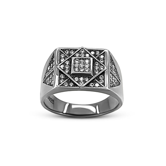 Square within Square Zircon Ring