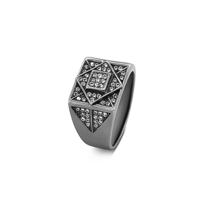 Square within Square Zircon Ring