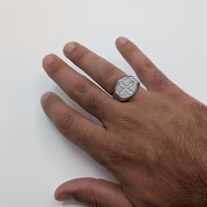 Engraved Cross Zircon Ring