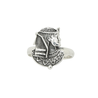 Pharaoh Profile Bust Oxidized Ring
